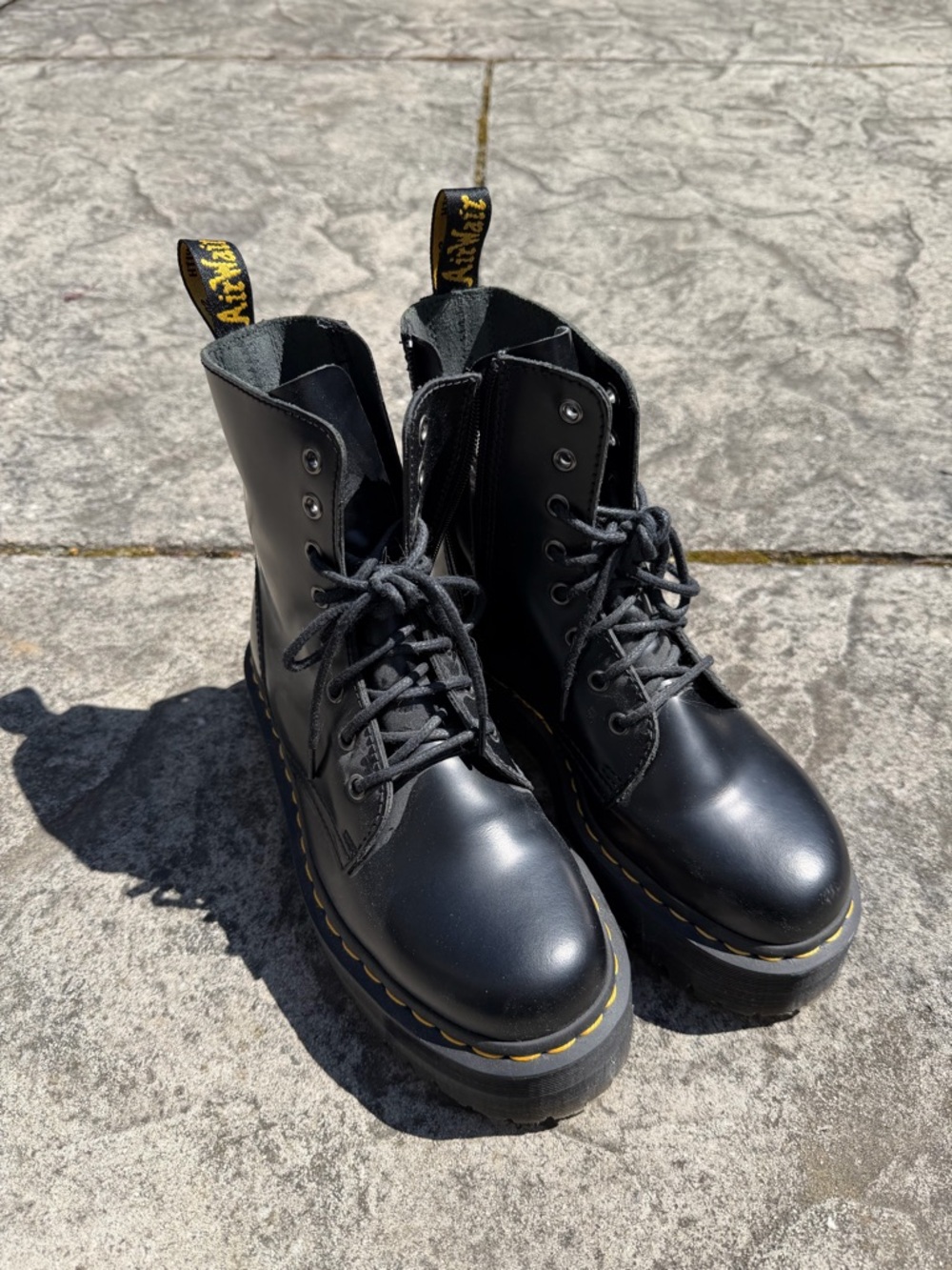 Dr. Martens Jadon Smooth Leather Black Platform Lace-Up Boots